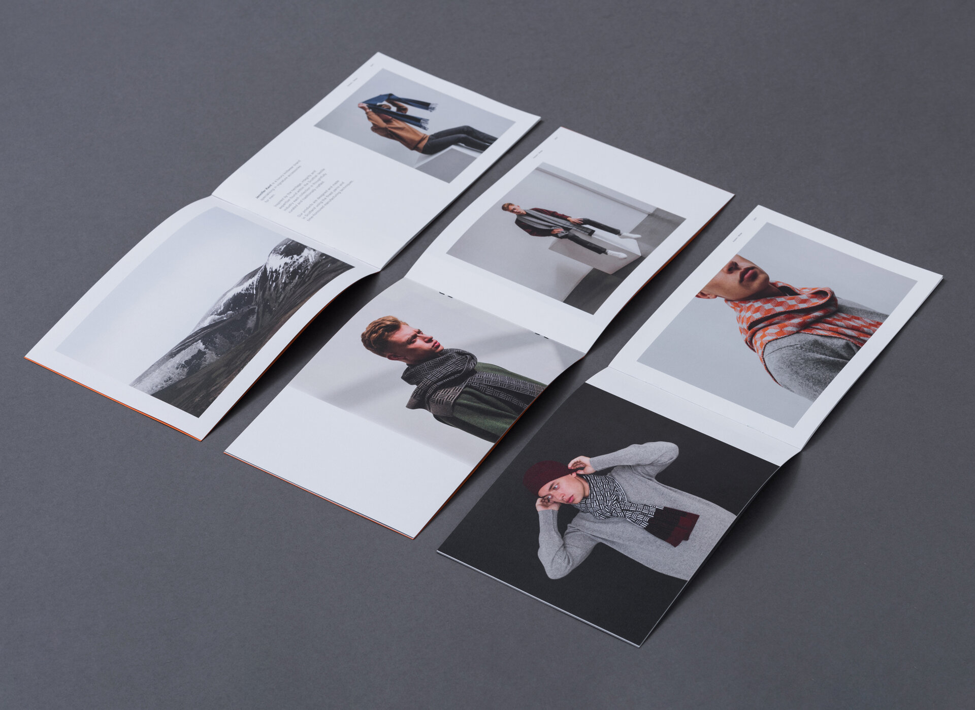 Three booklets open at different pages sitting next to each other.